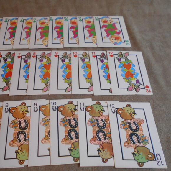 Vintage Hearts Card Game Complete Deck #9801/3 Rabbit, Bears, & Pigs - Picture 4 of 7